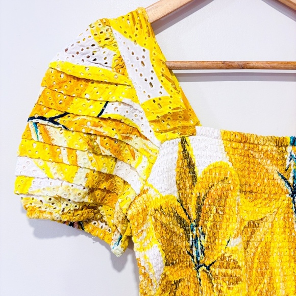 FARM RIO Azalea yellow floral print top - Picture 4 of 7